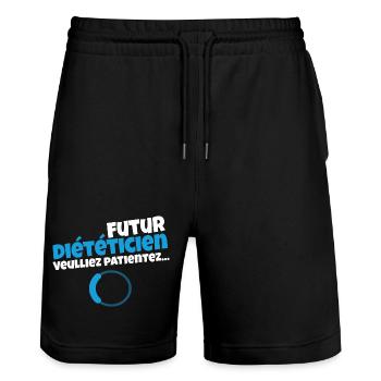 Future dietician – Please wait - Stanley/Stella Trainer Unisex Organic Jogging Shorts - black - Front - Nik (191cm) & Marisol (170cm)
