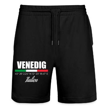 Venice - Stanley/Stella Trainer Unisex Organic Jogging Shorts - black - Front - Nik (191cm) & Marisol (170cm)
