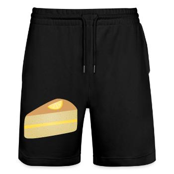 Zitronenscheibe Mohnkuchen Dessert Zitrus - Stanley/Stella Unisex Bio Joggingshorts Trainer  - Schwarz - Vorne - Nik (191cm) & Marisol (170cm)