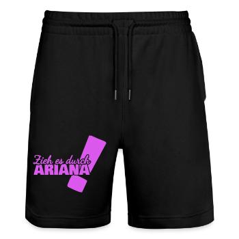 Gift for Ariana - Stanley/Stella Trainer Unisex Organic Jogging Shorts - black - Front - Nik (191cm) & Marisol (170cm)