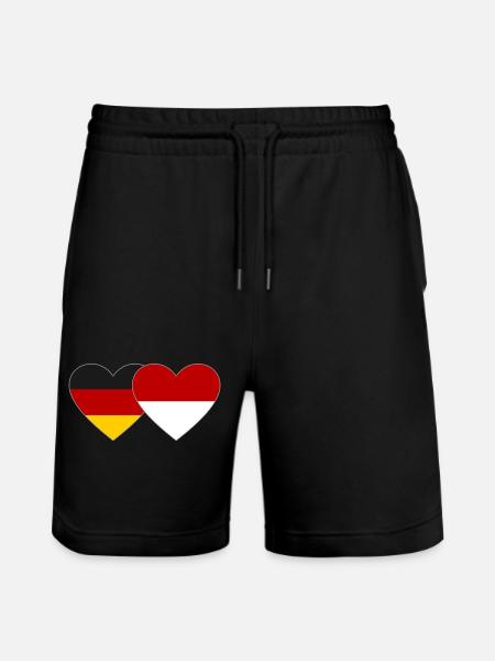 Germany Monaco Flag Heart - Stanley/Stella Trainer Unisex Organic Jogging Shorts - black