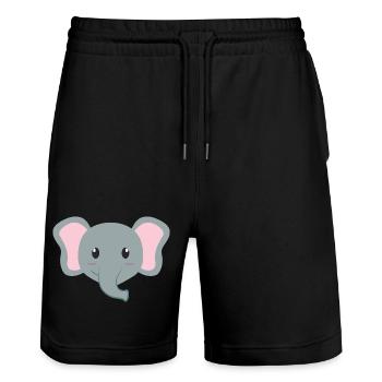Elefant Cartoon - Stanley/Stella Unisex Bio Joggingshorts Trainer  - Schwarz - Vorne - Nik (191cm) & Marisol (170cm)