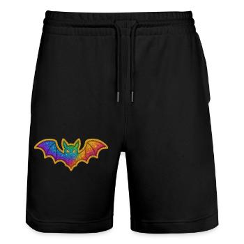 Galaktische Bat-Glitzerfledermaus - Stanley/Stella Unisex Bio Joggingshorts Trainer  - Schwarz - Vorne - Nik (191cm) & Marisol (170cm)