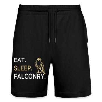 Falknerei Falkner Falknerin Beizjagd Greifvogel - Stanley/Stella Unisex Bio Joggingshorts Trainer  - Schwarz - Vorne - Nik (191cm) & Marisol (170cm)