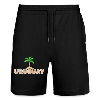 Uruguay comme Uruguay - Short de jogging bio TRAINER Stanley/Stella unisexe - noir - Devant - Nik (191cm) & Marisol (170cm)