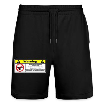 warning - Stanley/Stella Trainer Unisex Organic Jogging Shorts - black - Front - Nik (191cm) & Marisol (170cm)