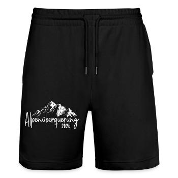 Crossing the Alps in 2026 - Stanley/Stella Trainer Unisex Organic Jogging Shorts - black - Front - Nik (191cm) & Marisol (170cm)