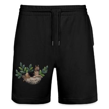 Deutscher Schäferhund Botanika - Stanley/Stella Unisex Bio Joggingshorts Trainer  - Schwarz - Vorne - Nik (191cm) & Marisol (170cm)