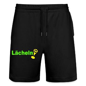 Smile , Friendly - Stanley/Stella Trainer Unisex Organic Jogging Shorts - black - Front - Nik (191cm) & Marisol (170cm)