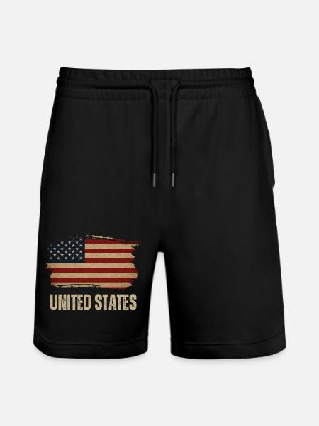 Grunge flag of America, proud American - Stanley/Stella Trainer Unisex Organic Jogging Shorts - black