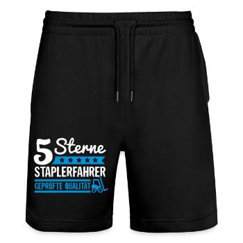 5 Star Forklift Driver Tested Quality, Profession - Stanley/Stella Trainer Unisex Organic Jogging Shorts - black - Front - Nik (191cm) & Marisol (170cm)