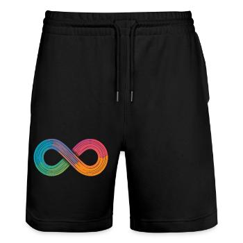 Unendlicher Regenbogen oder doch einfach nur Flow? - Stanley/Stella Unisex Bio Joggingshorts Trainer  - Schwarz - Vorne - Nik (191cm) & Marisol (170cm)