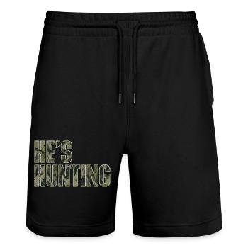 He's Hunting Wife Of A Proud Hunter - Stanley/Stella Trainer Unisex Organic Jogging Shorts - black - Front - Nik (191cm) & Marisol (170cm)