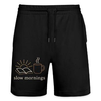 Cabincore Gemütliche Winter-selbstfürsorge-saison - Stanley/Stella Unisex Bio Joggingshorts Trainer  - Schwarz - Vorne - Nik (191cm) & Marisol (170cm)