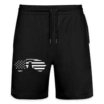 USA Sonnenbrille – Aviator Flagge Cool Pilot Style - Stanley/Stella Unisex Bio Joggingshorts Trainer  - Schwarz - Vorne - Nik (191cm) & Marisol (170cm)