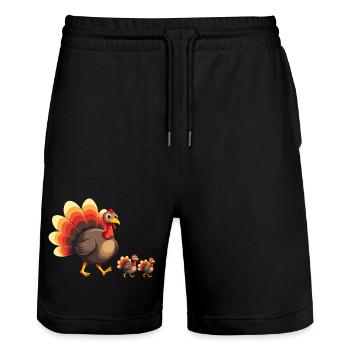 Thanksgiving Truthahn Baby - Stanley/Stella Unisex Bio Joggingshorts Trainer  - Schwarz - Vorne - Nik (191cm) & Marisol (170cm)