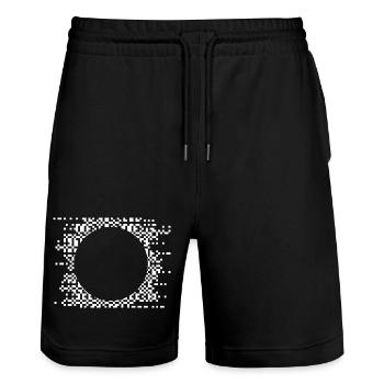 Pixel Circle Abstract Nebula - Stanley/Stella Trainer Unisex Organic Jogging Shorts - black - Front - Nik (191cm) & Marisol (170cm)