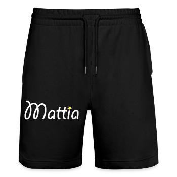 Mattia - Stanley/Stella Unisex Bio Joggingshorts Trainer  - Schwarz - Vorne - Nik (191cm) & Marisol (170cm)