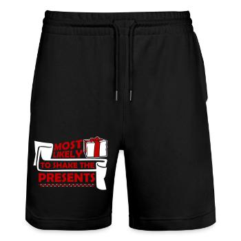 Most Likely to Shake the Presents Christmas Fun - Stanley/Stella Trainer Unisex Organic Jogging Shorts - black - Front - Nik (191cm) & Marisol (170cm)