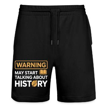 Historians Warning May Start Talking About History - Stanley/Stella Trainer Unisex Organic Jogging Shorts - black - Front - Nik (191cm) & Marisol (170cm)
