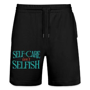 Selbstfürsorge ist nicht egoistisch - Stanley/Stella Unisex Bio Joggingshorts Trainer  - Schwarz - Vorne - Nik (191cm) & Marisol (170cm)