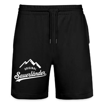 Sauerländer T-Shirt – Stolz, Humor & Heimatliebe - Stanley/Stella Unisex Bio Joggingshorts Trainer  - Schwarz - Vorne - Nik (191cm) & Marisol (170cm)