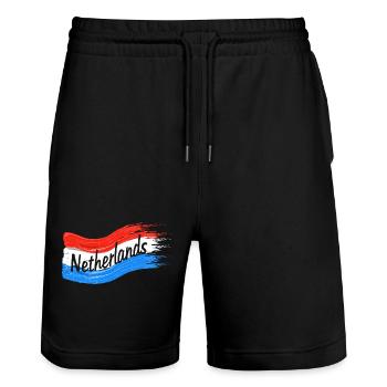 Netherlands Flag - Stanley/Stella Trainer Unisex Organic Jogging Shorts - black - Front - Nik (191cm) & Marisol (170cm)