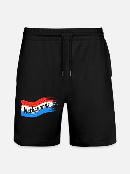 Netherlands Flag - Stanley/Stella Trainer Unisex Organic Jogging Shorts - black