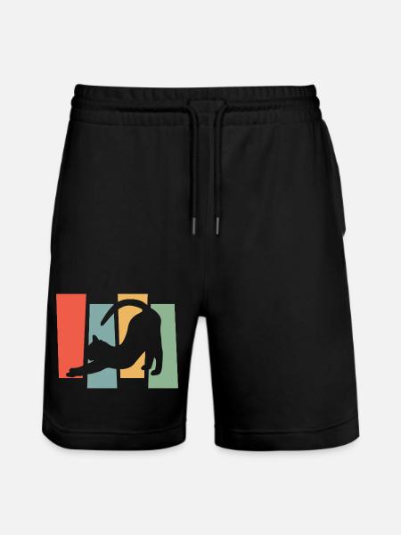 Katzen-Silhouette vor Farbblöcken - Stanley/Stella Unisex Bio Joggingshorts Trainer  - Schwarz