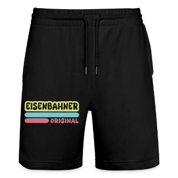 Cheminot comme prénom - Short de jogging bio TRAINER Stanley/Stella unisexe - noir - Devant - Nik (191cm) & Marisol (170cm)