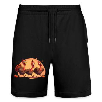 Thanksgiving Truthahn Baby - Stanley/Stella Unisex Bio Joggingshorts Trainer  - Schwarz - Vorne - Nik (191cm) & Marisol (170cm)