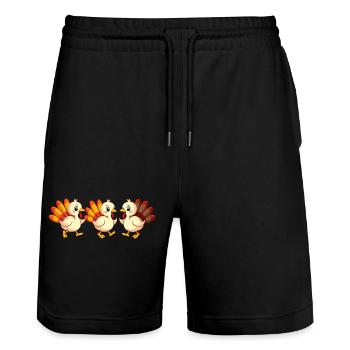 Thanksgiving Truthahn Baby - Stanley/Stella Unisex Bio Joggingshorts Trainer  - Schwarz - Vorne - Nik (191cm) & Marisol (170cm)