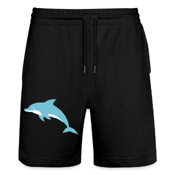 Dolphin Dolphins T-shirt Gift - Stanley/Stella Trainer Unisex Organic Jogging Shorts - black - Front - Nik (191cm) & Marisol (170cm)