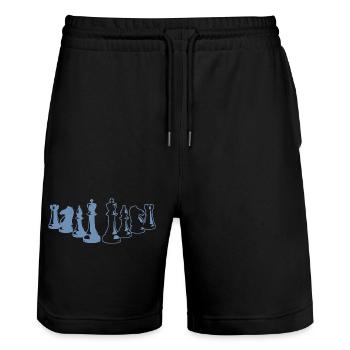 Echecs minimaliste silhouette échiquier des - Short de jogging bio TRAINER Stanley/Stella unisexe - noir - Devant - Nik (191cm) & Marisol (170cm)