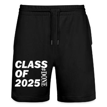 Class of 2025 Done Graduation For Him Her - Stanley/Stella Trainer Unisex Organic Jogging Shorts - black - Front - Nik (191cm) & Marisol (170cm)