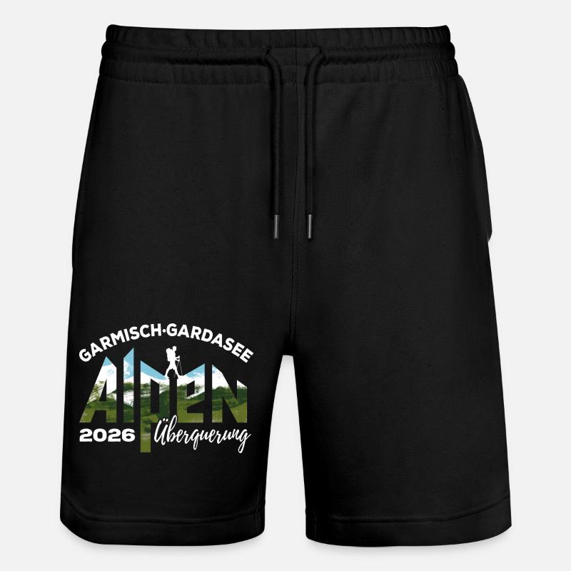 Alpenüberquerung 2026 Garmisch Gardasee Wandern - Stanley/Stella Unisex Bio Joggingshorts Trainer  - Schwarz