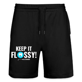 Mouth Engine Care Dentist Team  - Stanley/Stella Trainer Unisex Organic Jogging Shorts - black - Front - Nik (191cm) & Marisol (170cm)