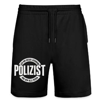 Legendary Policeman - Stanley/Stella Trainer Unisex Organic Jogging Shorts - black - Front - Nik (191cm) & Marisol (170cm)