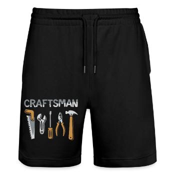 Craftsman Werkzeuge Handwerker Design - Stanley/Stella Unisex Bio Joggingshorts Trainer  - Schwarz - Vorne - Nik (191cm) & Marisol (170cm)