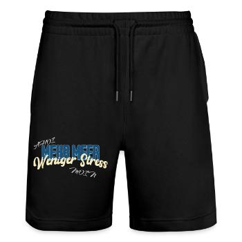More sea, less stress – North Sea Moin Ahoy - Stanley/Stella Trainer Unisex Organic Jogging Shorts - black - Front - Nik (191cm) & Marisol (170cm)