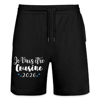 Je Vais Être Cousin 2026 Annonce Grossesse - Short de jogging bio TRAINER Stanley/Stella unisexe - noir - Devant - Nik (191cm) & Marisol (170cm)