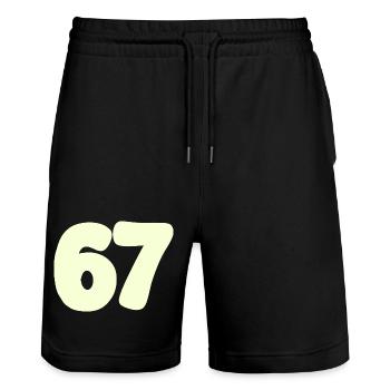 67 - Stanley/Stella Unisex Bio Joggingshorts Trainer  - Schwarz - Vorne - Nik (191cm) & Marisol (170cm)