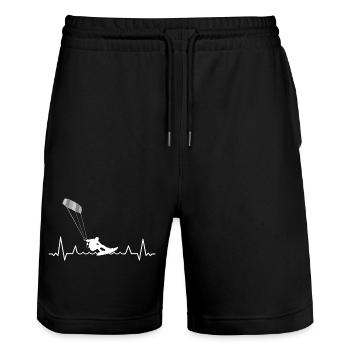Kitesurfen Windsurfen Kardiogramm - Stanley/Stella Unisex Bio Joggingshorts Trainer  - Schwarz - Vorne - Nik (191cm) & Marisol (170cm)