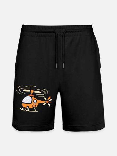 Funny cartoon helicopter in comic style - Stanley/Stella Trainer Unisex Organic Jogging Shorts - black