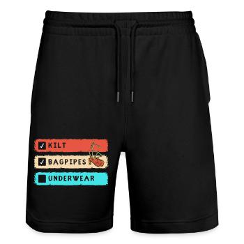 Kilt Scotland Scotland Jupe Tartan - Short de jogging bio TRAINER Stanley/Stella unisexe - noir - Devant - Nik (191cm) & Marisol (170cm)