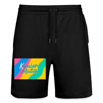 Kunter Mutig Farbrausch - Stanley/Stella Unisex Bio Joggingshorts Trainer  - Schwarz - Vorne - Nik (191cm) & Marisol (170cm)