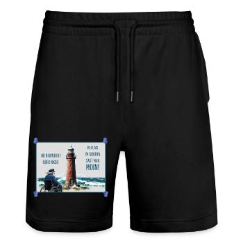 Norddeutscher Leuchtturm zum Thema Inklusion - Stanley/Stella Unisex Bio Joggingshorts Trainer  - Schwarz - Vorne - Nik (191cm) & Marisol (170cm)