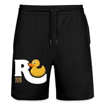 Gummy Duck Pension 2026 - Retirement - Pension - Stanley/Stella Trainer Unisex Organic Jogging Shorts - black - Front - Nik (191cm) & Marisol (170cm)