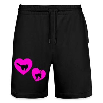feline - Stanley/Stella Trainer Unisex Organic Jogging Shorts - black - Front - Nik (191cm) & Marisol (170cm)