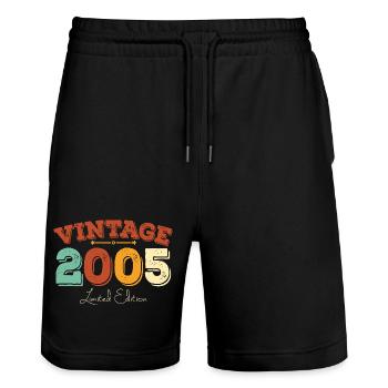 2005 Geburtstag Vintage Retro geboren im Jahr 2005 Geschenk - Stanley/Stella Unisex Bio Joggingshorts Trainer  - Schwarz - Vorne - Nik (191cm) & Marisol (170cm)